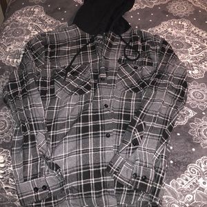 Botton up hooded flannel